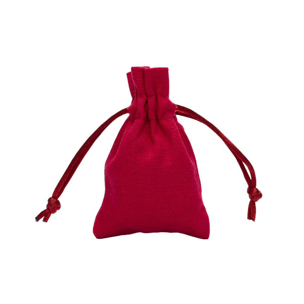 Small Red Cotton Bag With Silk Drawstring