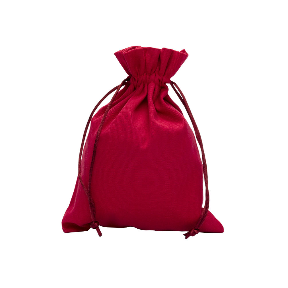Large Red Cotton Bag With Silk Drawstring