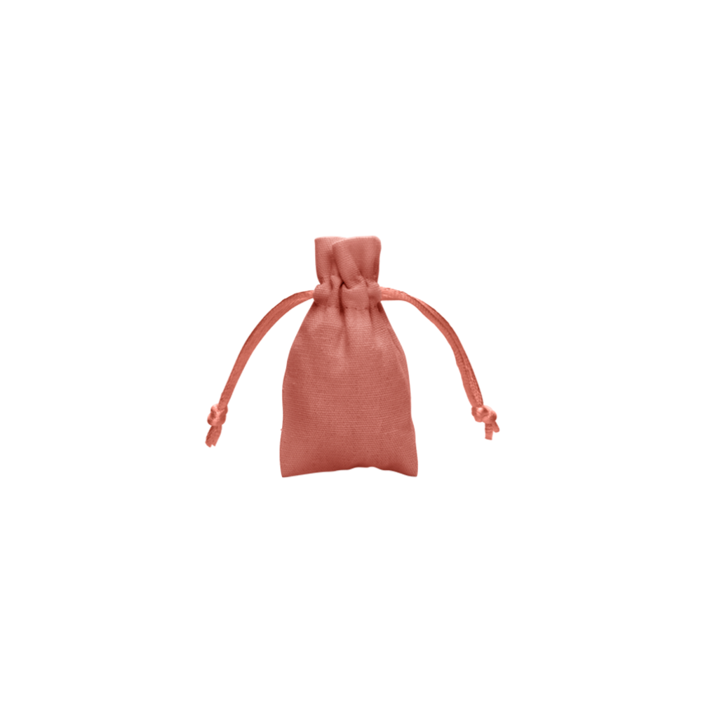 Small Terracotta Cotton Bag With Silk Drawstring