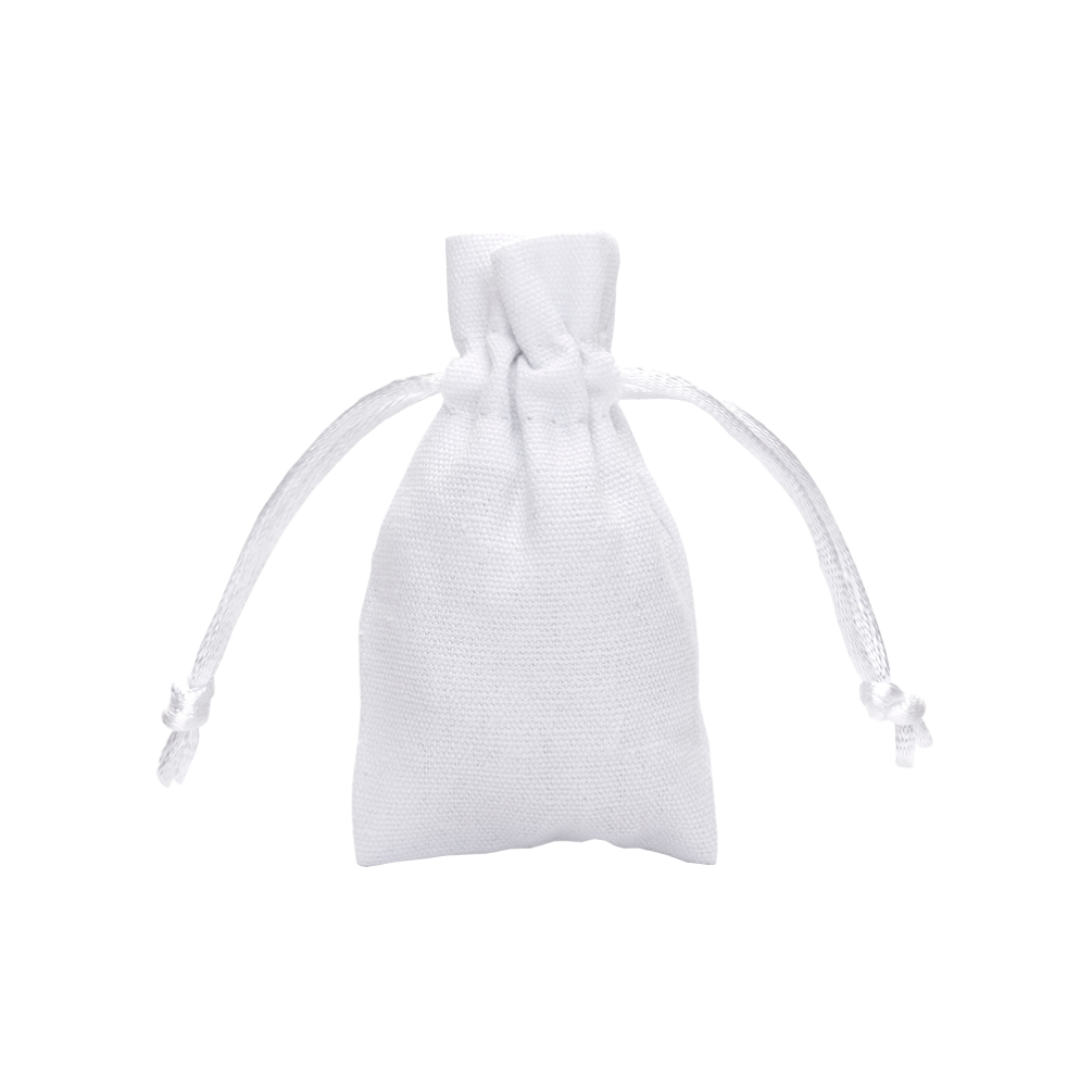 Small White Cotton Bag With Silk Drawstring