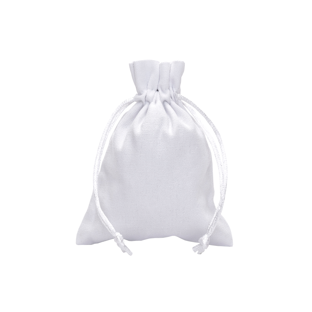 Medium White Cotton Bag With Silk Drawstring