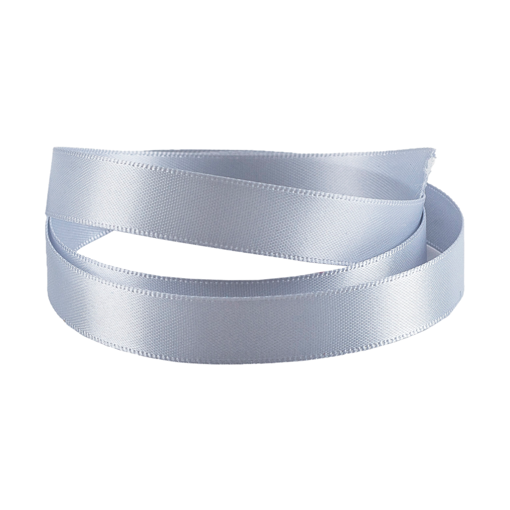 Silver Coin Grey Double Faced Satin Ribbon 20m x 10mm
