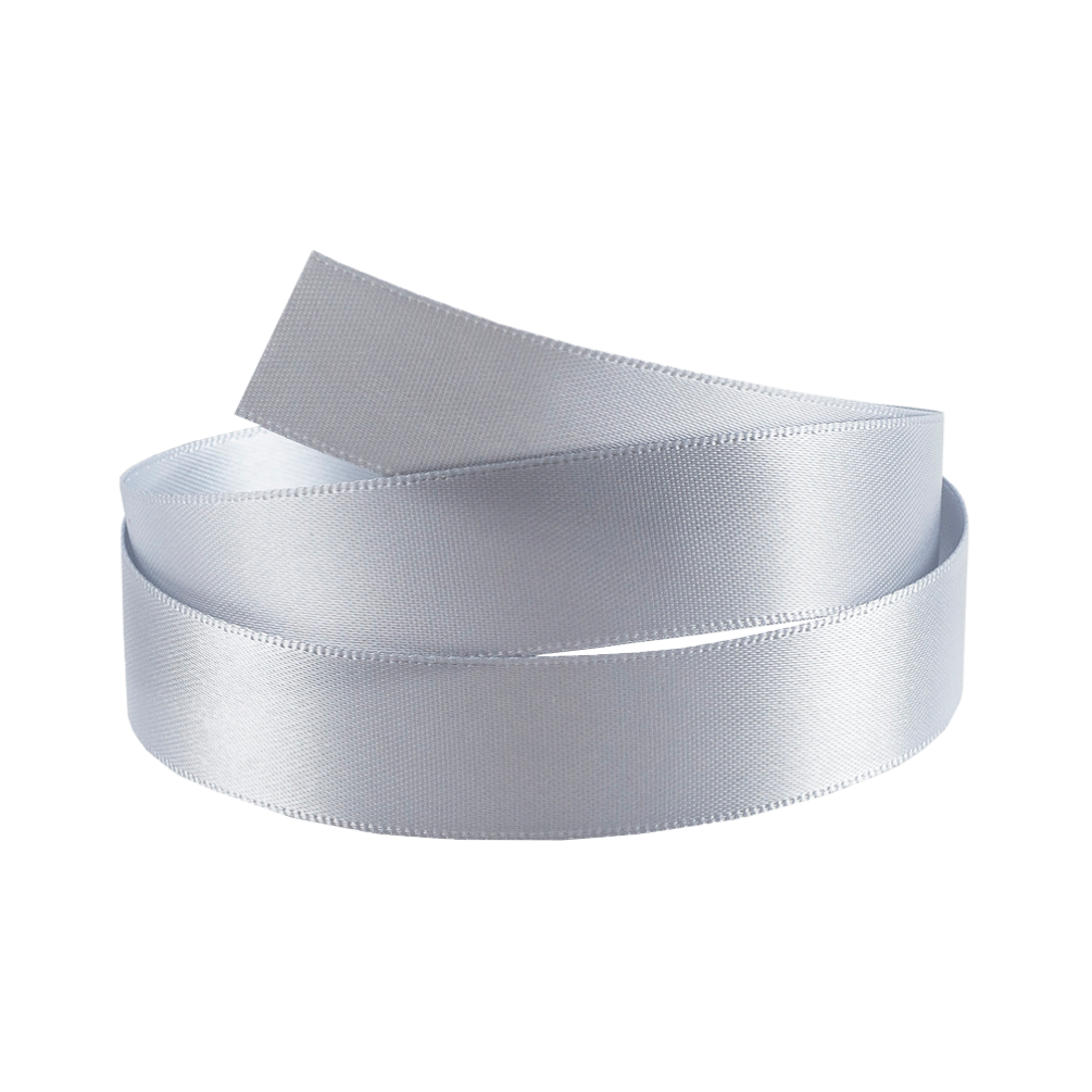 Silver Coin Grey Double Faced Satin Ribbon 20m x 15mm