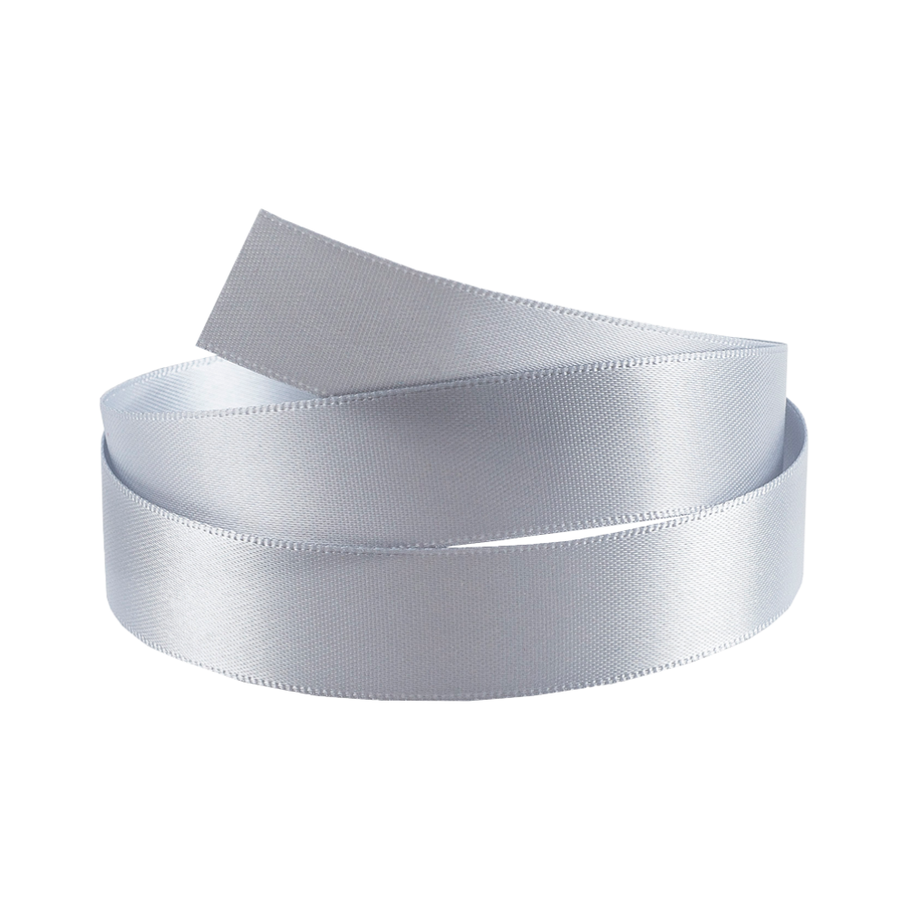 Silver Coin Grey Double Faced Satin Ribbon 20 metres x 15mm