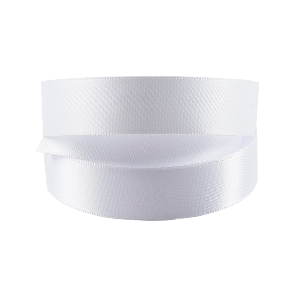 White Double Faced Satin Ribbon 15mm