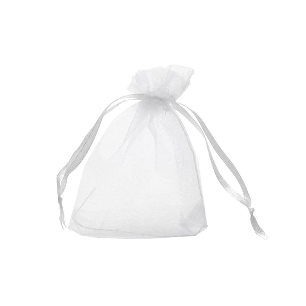 Small White Organza Pouch With Ribbon Drawstring