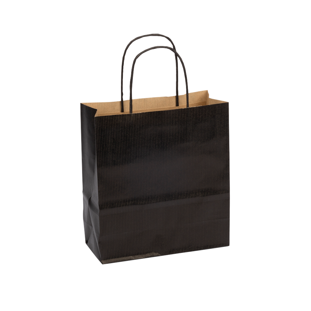 Essentials Portrait Black Paper Gift Bag With Paper Twisted Handles