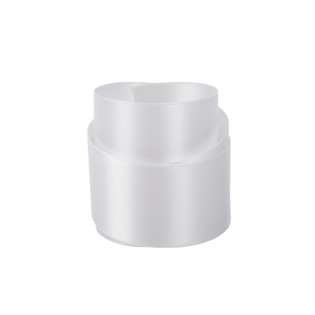 White Recycled Double Sided Satin Ribbon 20 metres x 25mm