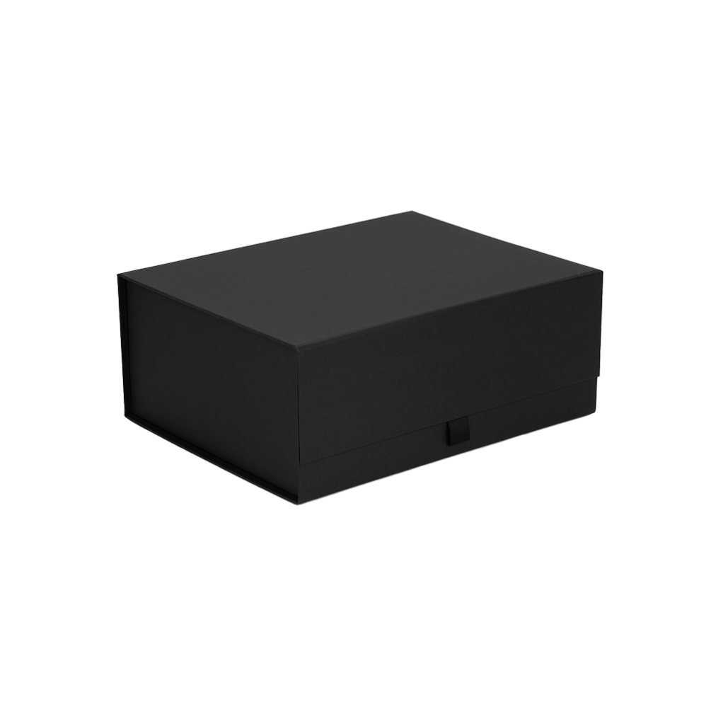 Deep Black Ribbed Magnetic Gift Box