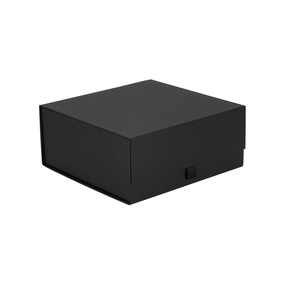Square Black Ribbed Magnetic Gift Box