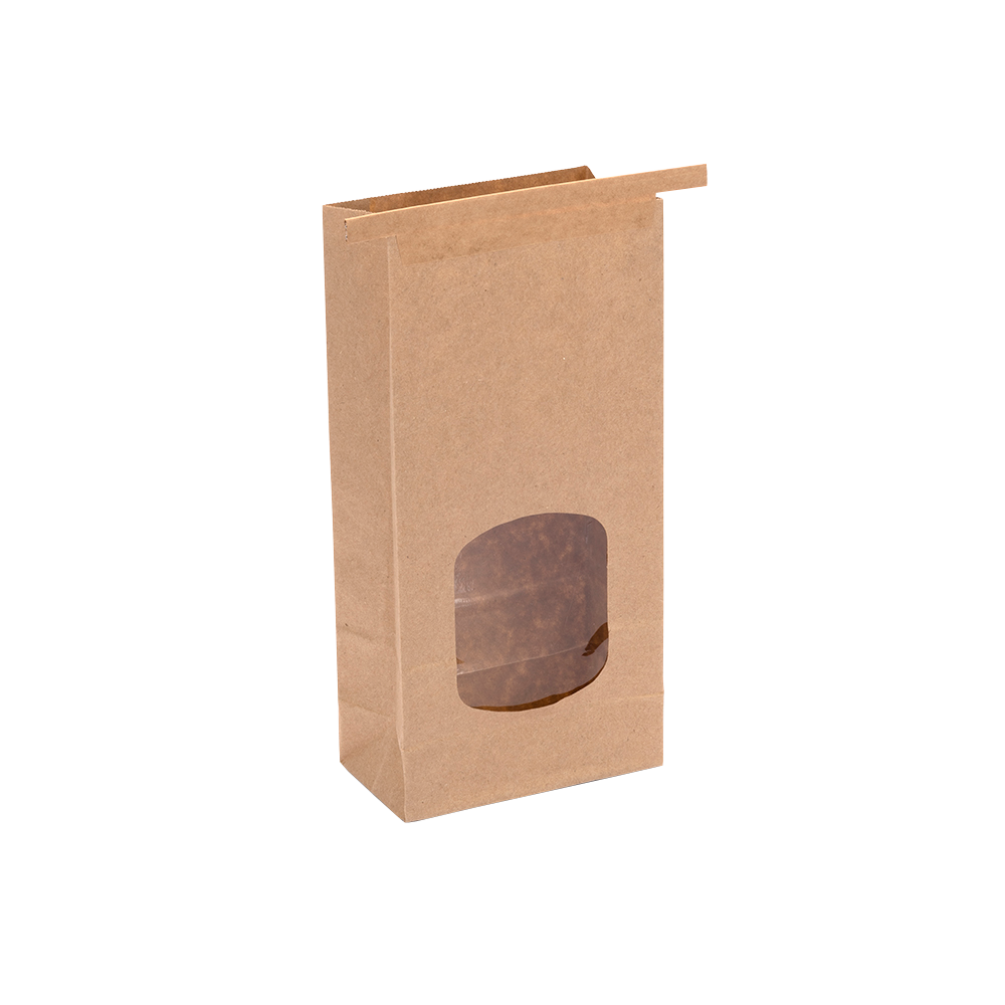 Large Wholesale Kraft Brown Tin Tie Bag With Window