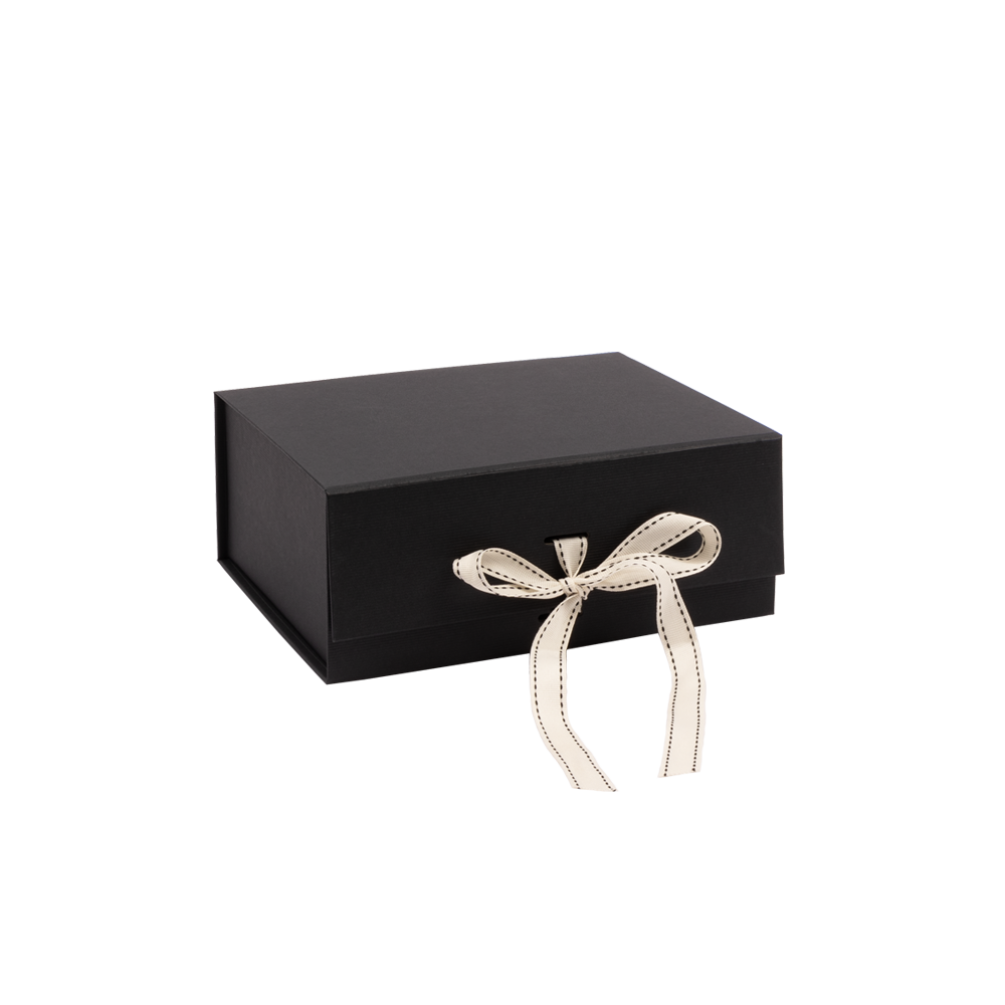Medium Black Gift Box With Cut-Outs For Ribbon