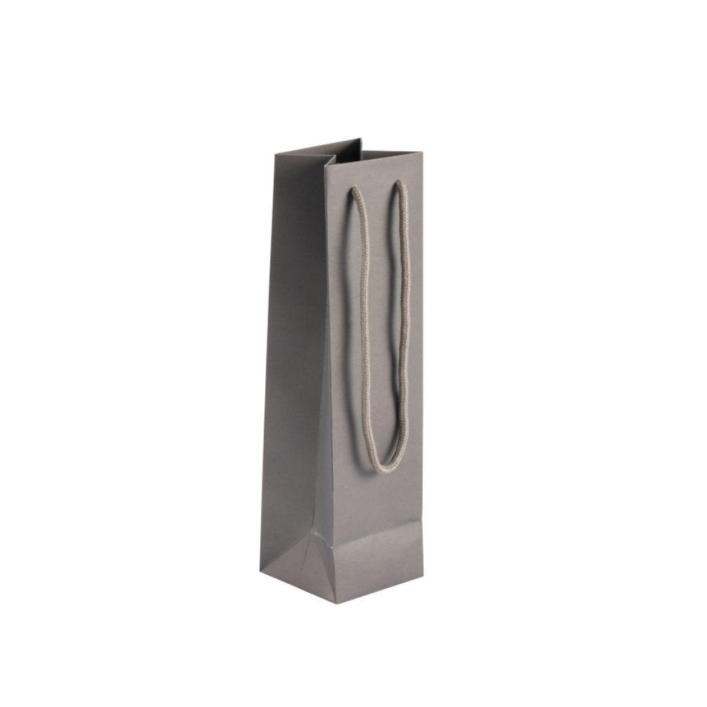 Bottle Portrait Grey Paper Gift Bag With Rope Handles