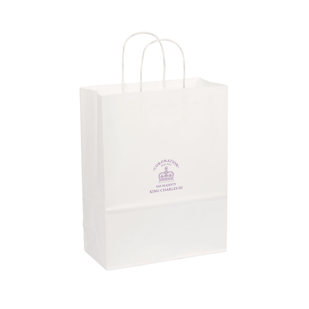 Purple King's Coronation Medium White Paper Gift Bag with Paper Twisted Handles