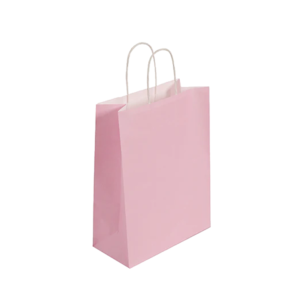 Pack of 25 Small Pink Paper Gift Bag With Paper Twisted Handles