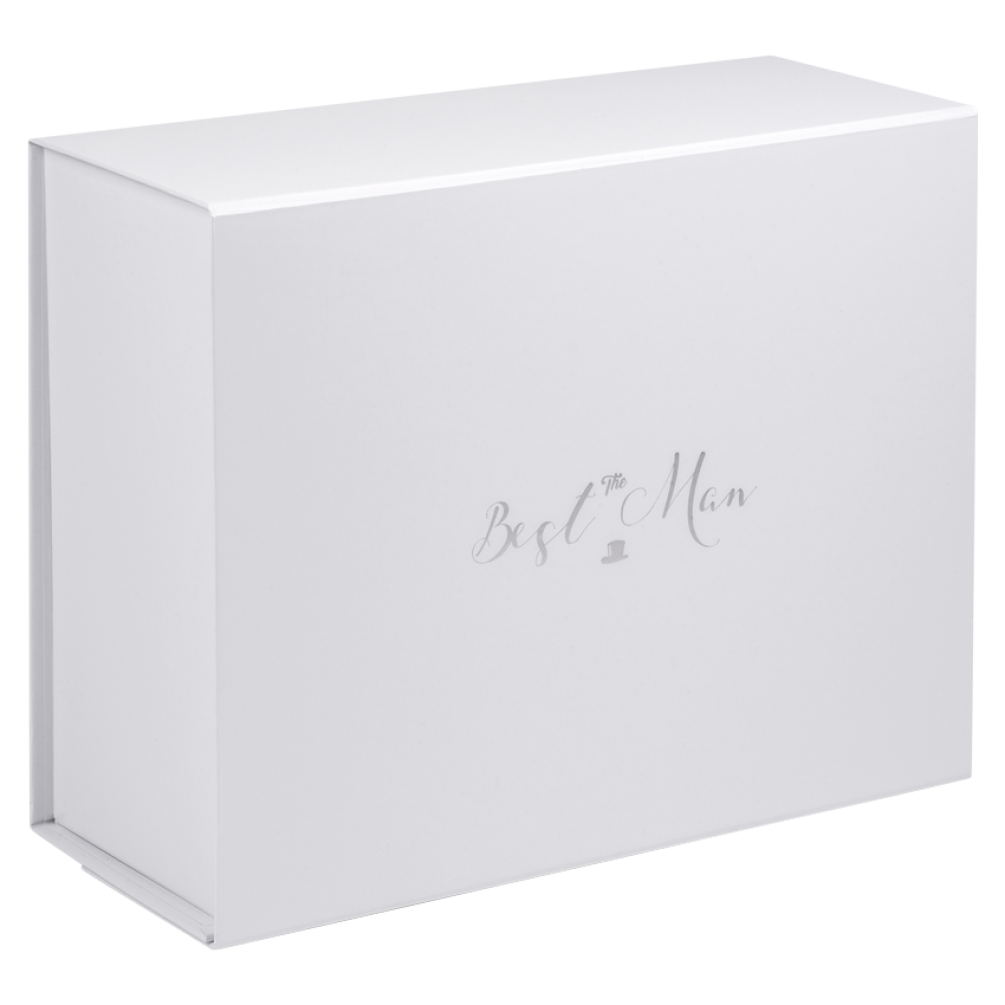 Deep White Best Man Box in Matt Silver Foil | Bridal Party Collection