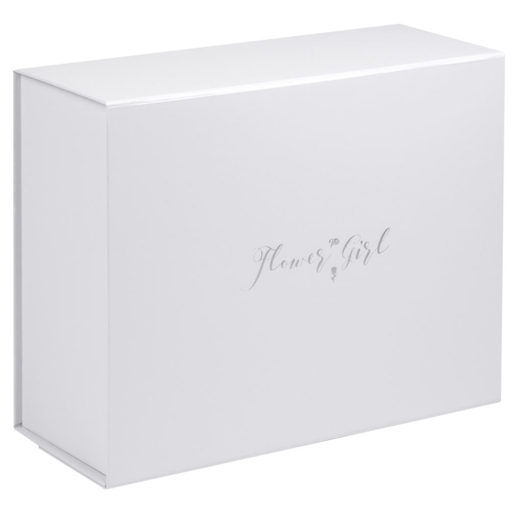 Deep White Flower Girl Box in Matt Silver Foil | Bridal Party Collection