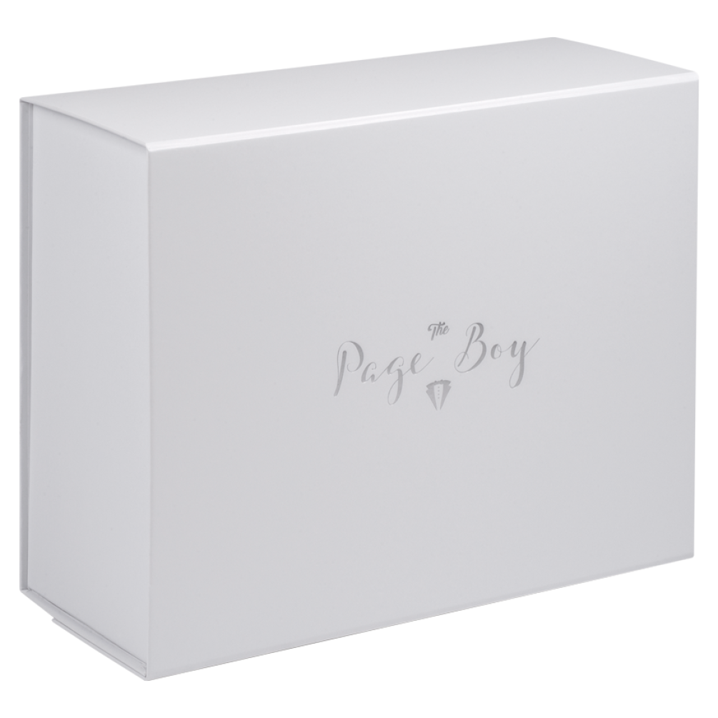 Deep White Page Boy Box in Matt Silver Foil | Bridal Party Collection