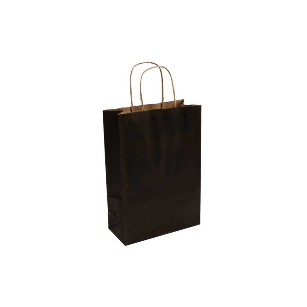 Essentials Portrait Black Paper Gift Bag With Paper Twisted Handles