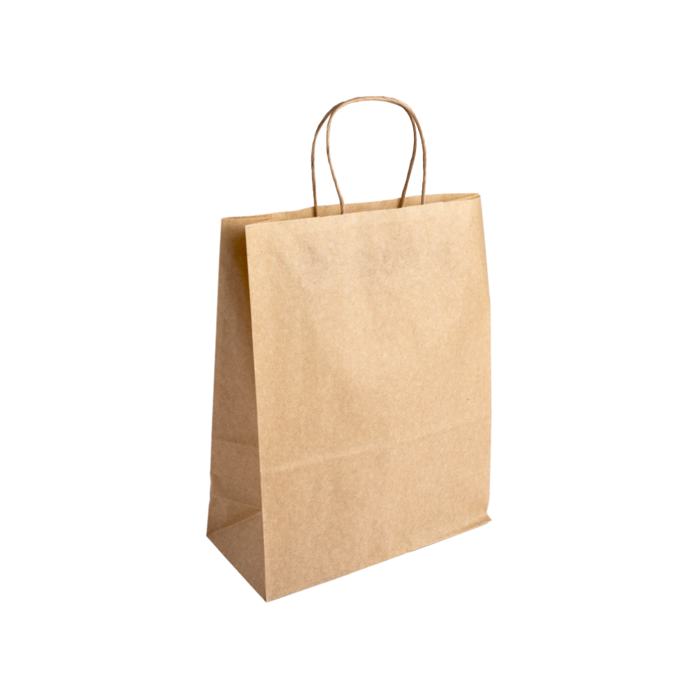 Digital Printed Essentials Range Medium Kraft Brown Paper Gift Bag with Paper Twisted Handles