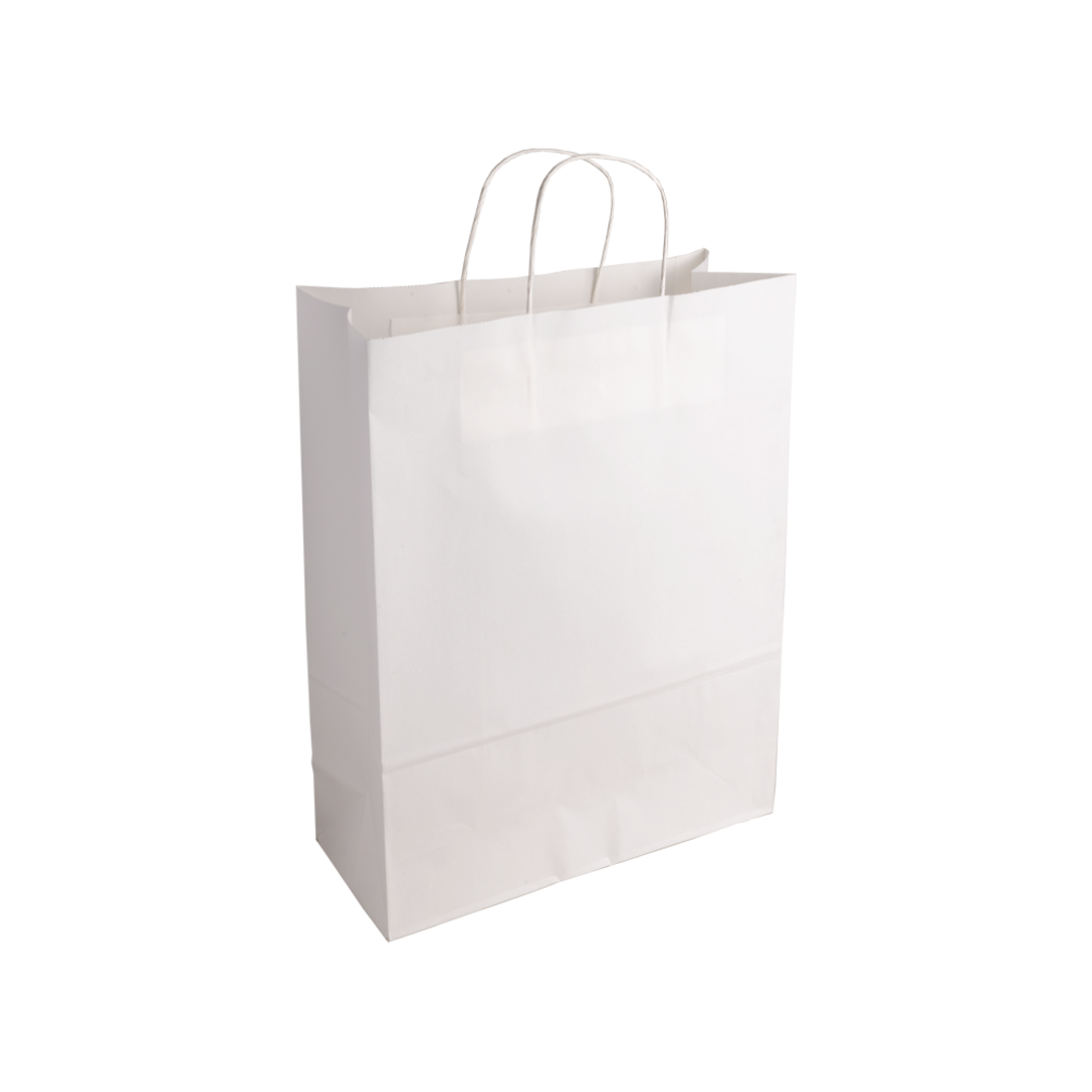 Digital Printed Essentials Large White Paper Gift Bag With Paper Twisted Handles