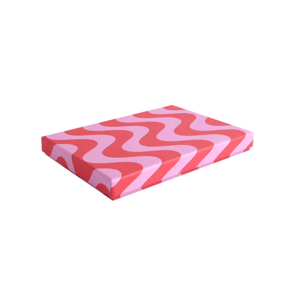 Wavy Retro Pink and Red Luxury Thin A6 Gift Box