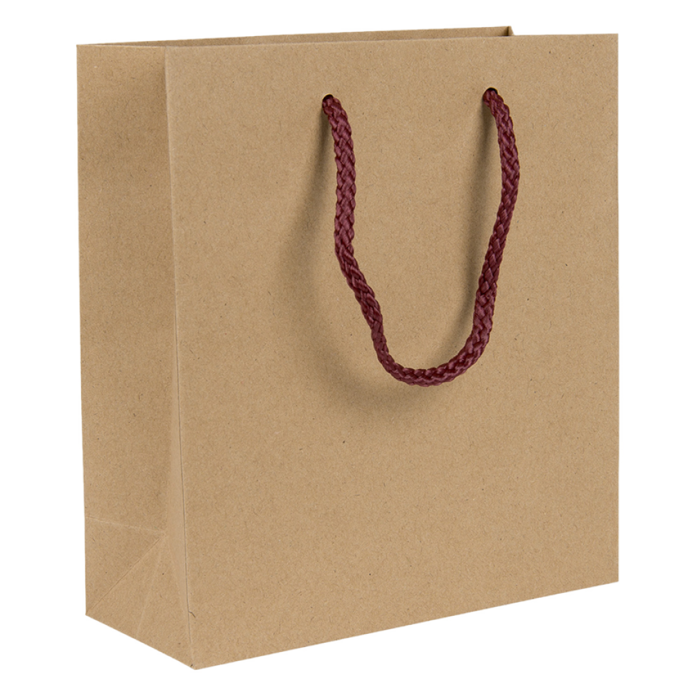 Portrait Kraft Paper Gift Bag With Burgundy Rope Handles