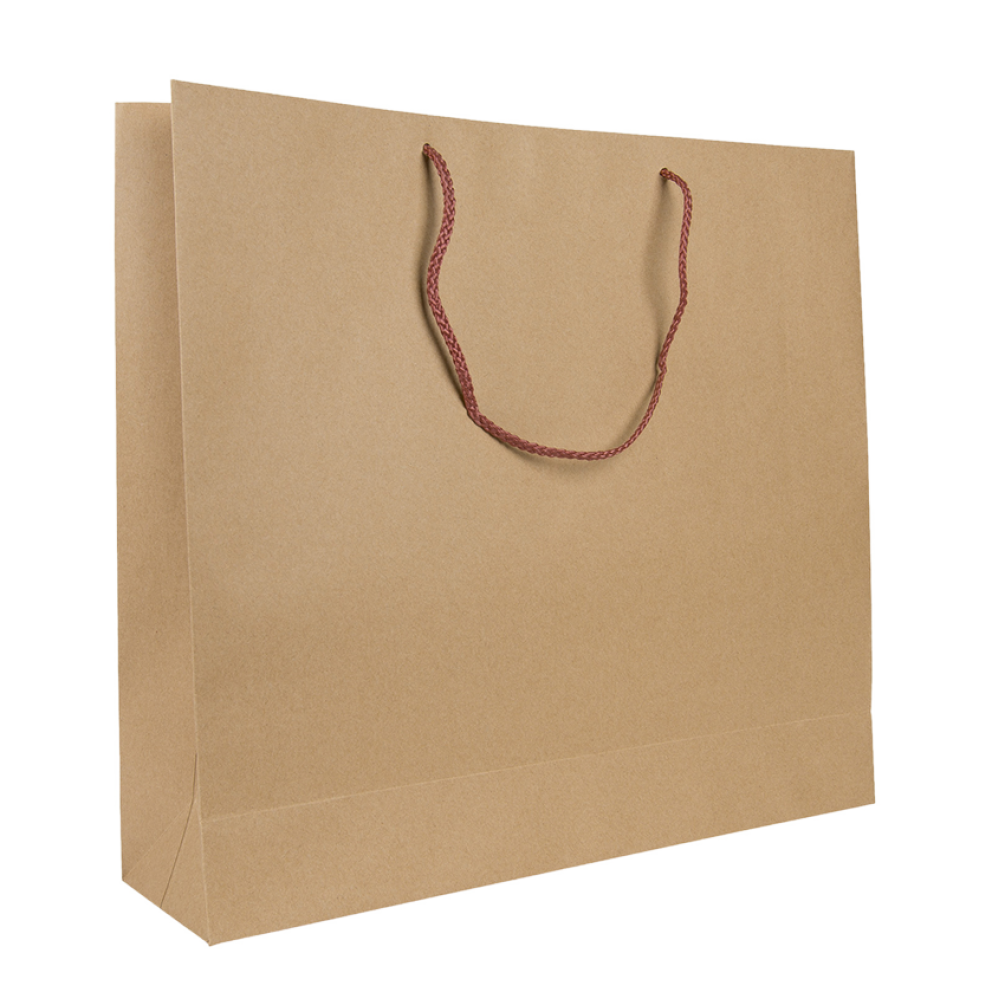 Landscape Kraft Paper Gift Bag With Burgundy Rope Handles