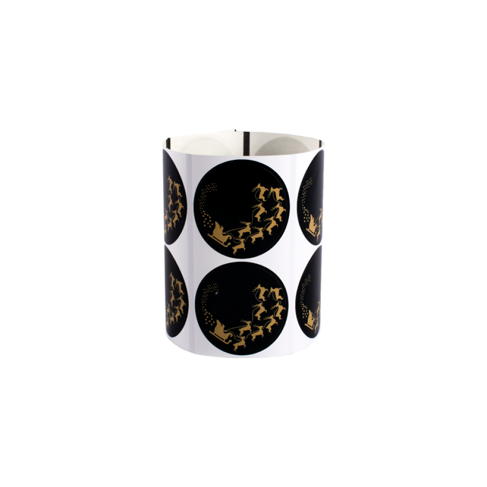 10 Gloss White Christmas Stickers Gold Reindeer Print