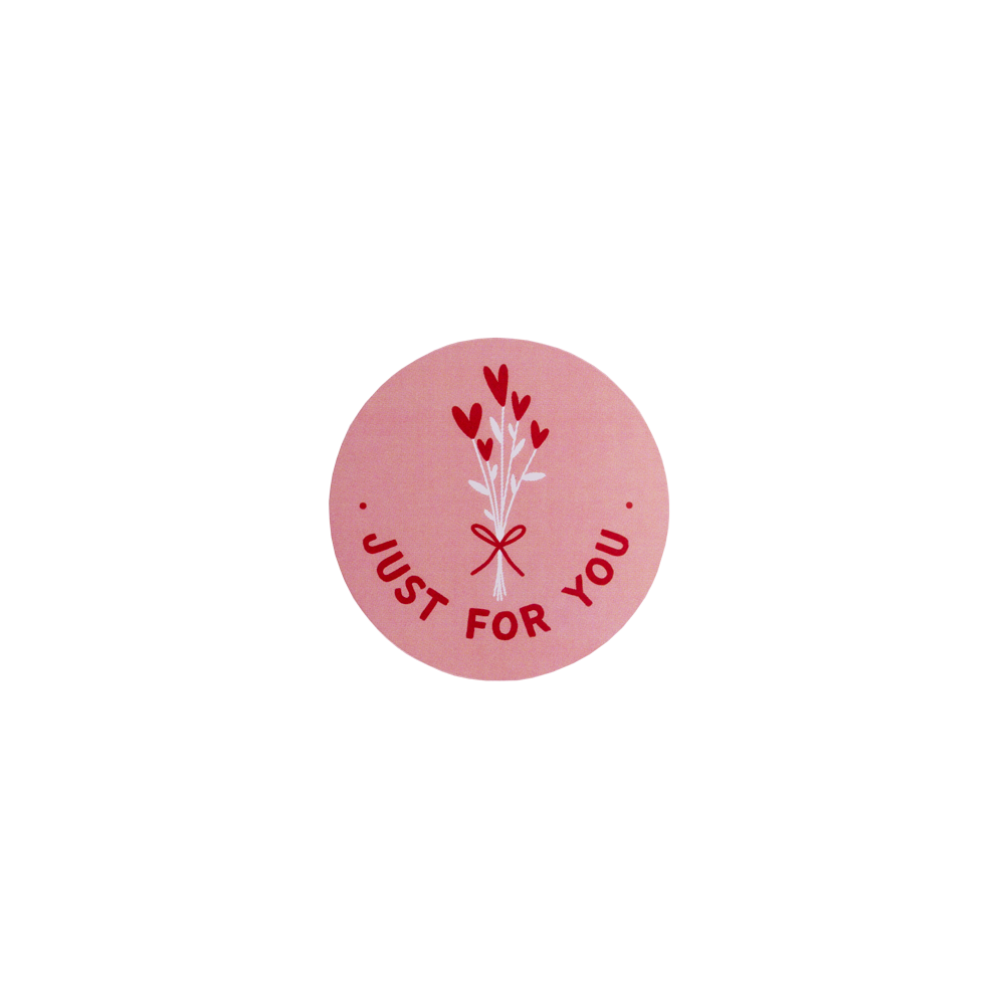 'Just For You' Valentine's Flower Bunch Gloss Stickers 40mm - Pack of 10