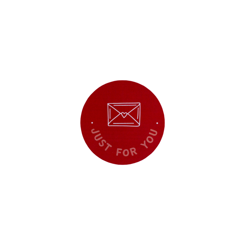 'Just For You' Valentine's Letter Red Gloss Stickers 40mm - Pack of 10