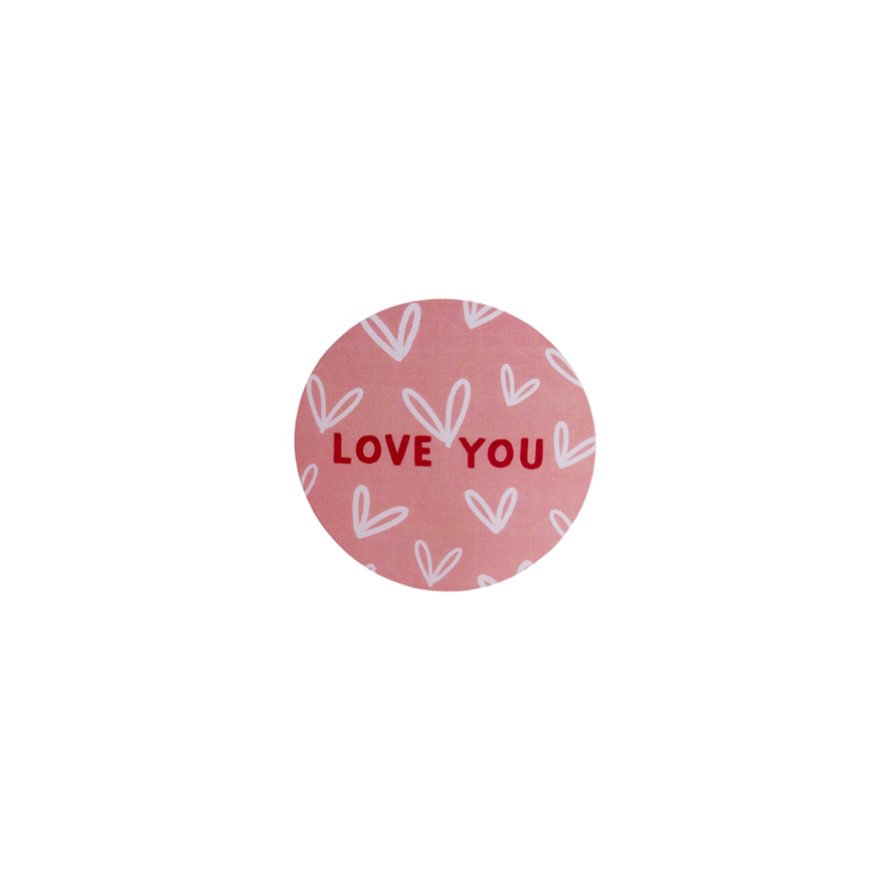 'Love You' Valentines Gloss Sticker Pink Heart Pack of 10