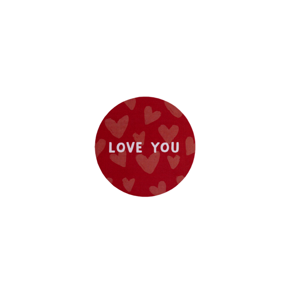 'Love You' Valentines Gloss Sticker Red Heart Pack of 10