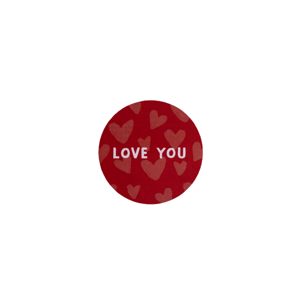 'Love You' Valentine's Heart Red Gloss Stickers 40mm - Pack of 10