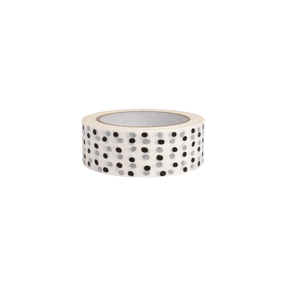 White Paper Tape with Black Polka Dots 50 metres