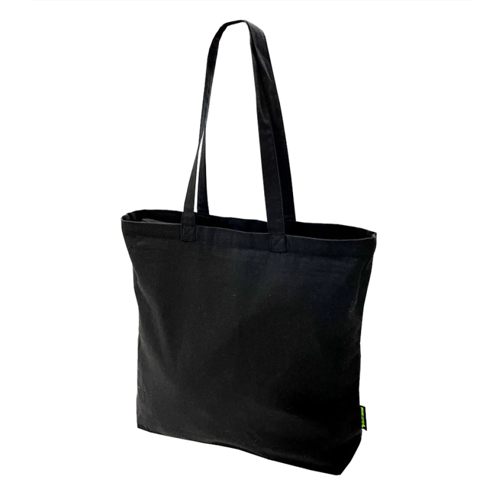 Pack of 25 Black Organic Canvas Zippered Tote Bags