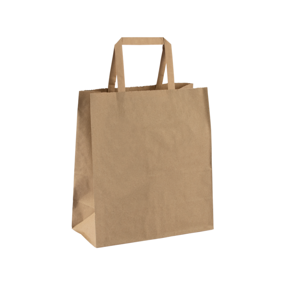 Digital Printed Medium Kraft Brown Tape Handle Paper Carrier Bag