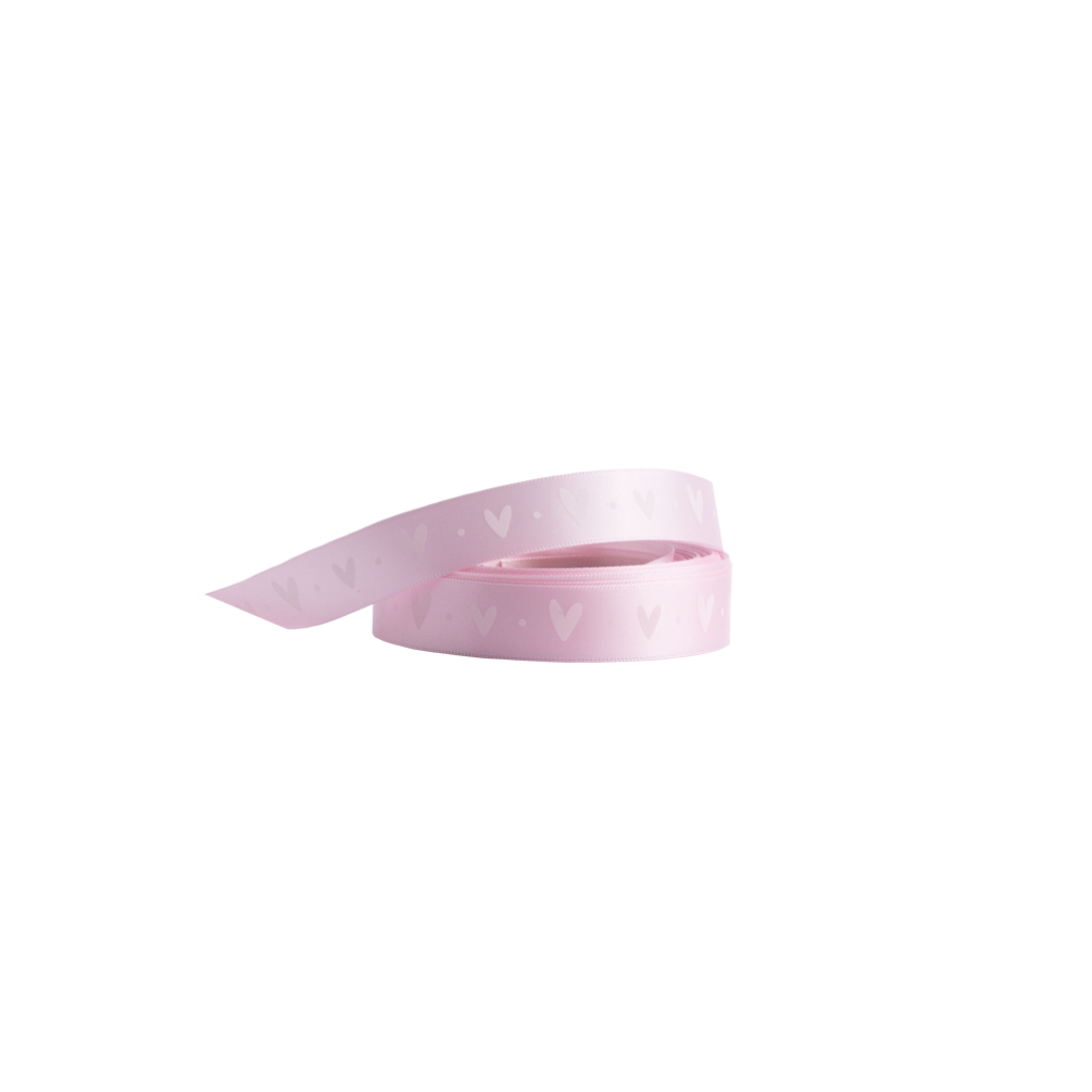 Love Heart Valentine's Day Fondant Pink Double Faced Recycled Satin Ribbon 5 metres x 15mm