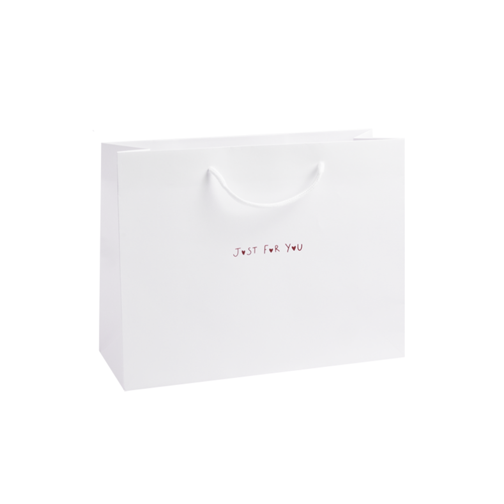'Just For You' Large Landscape White Paper Gift Bag With Rope Handles