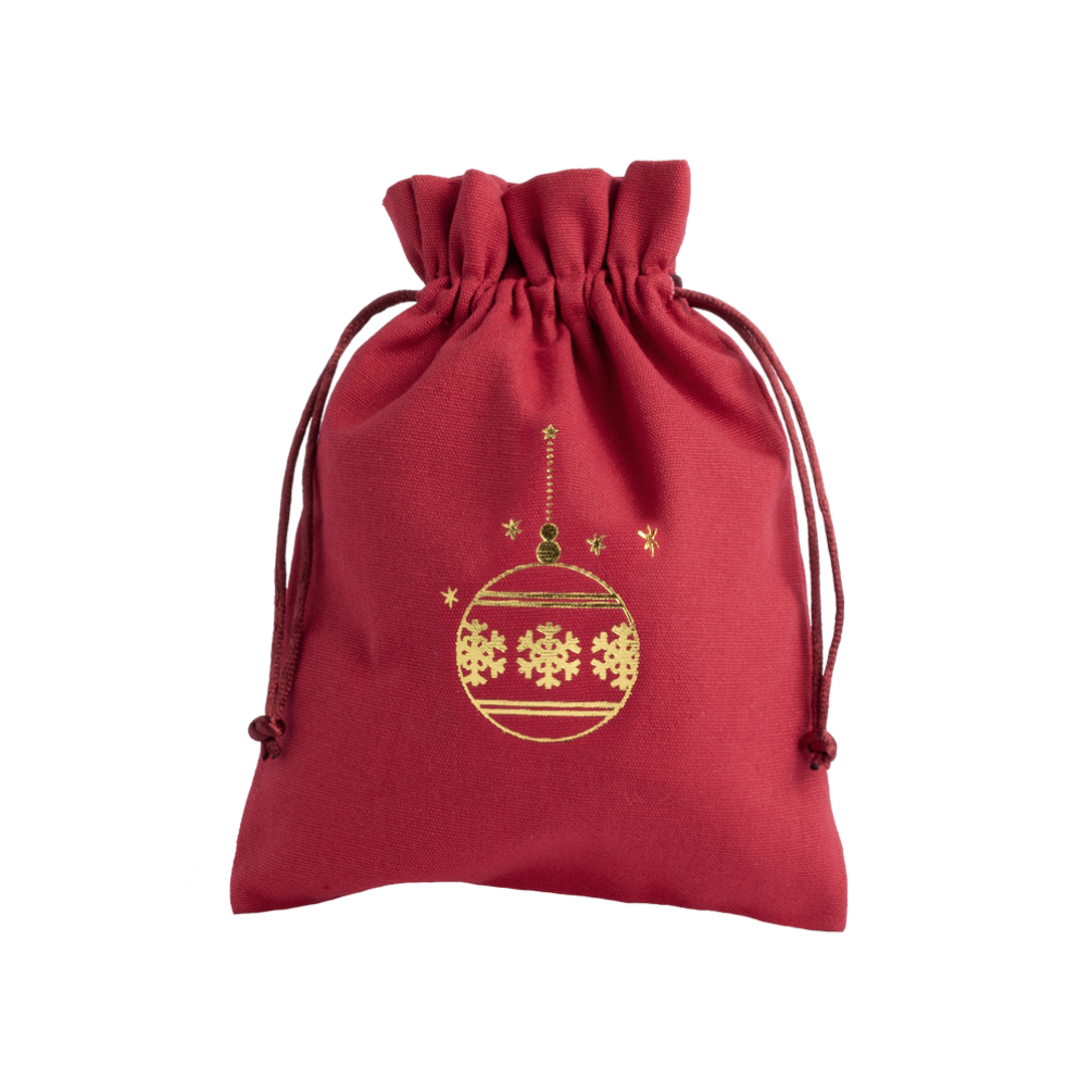 Christmas Cotton Bag Red Large Gold Bauble