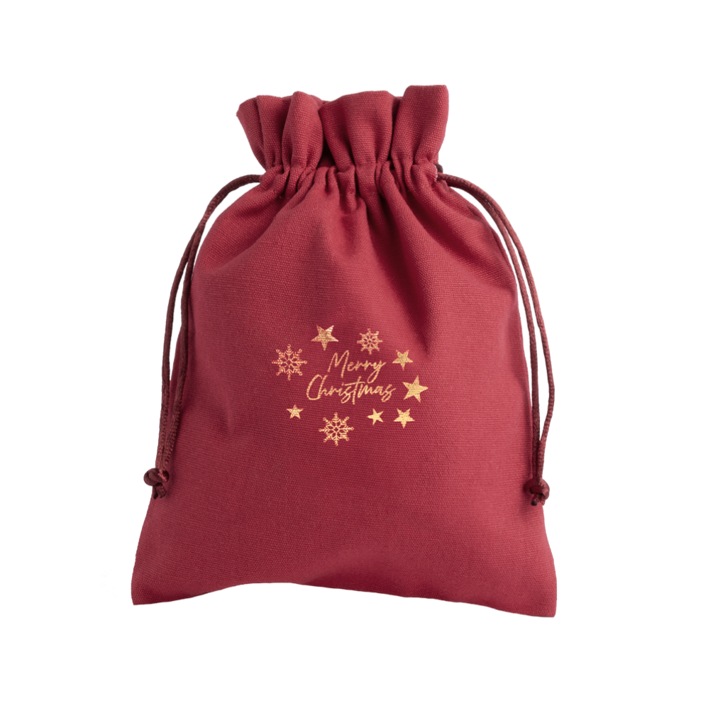 Christmas Cotton Bag Red Large Gold Merry Christmas
