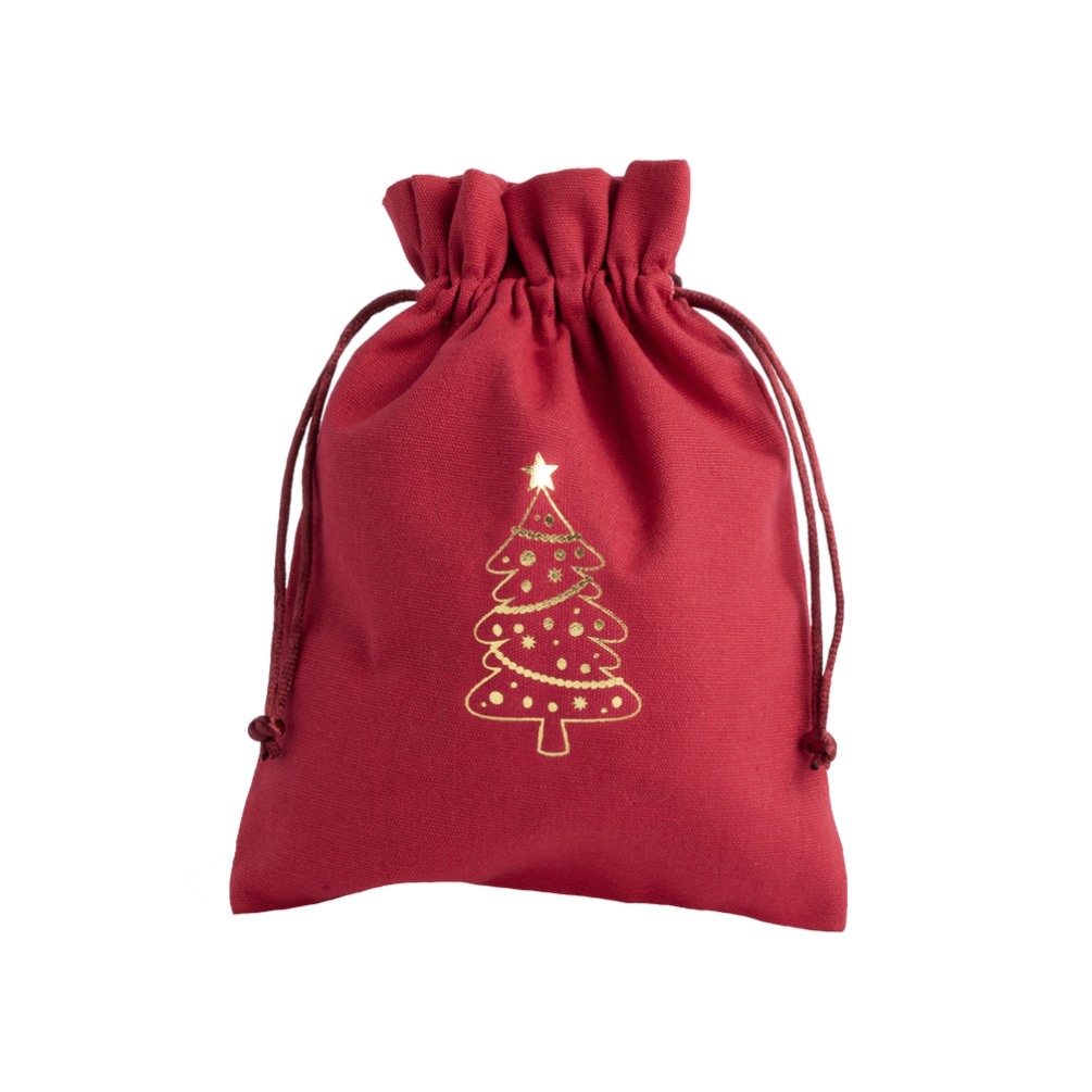 Christmas Cotton Bag Red Large Gold Tree