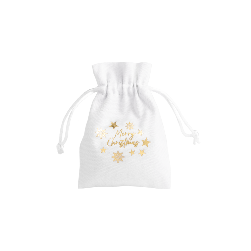Christmas Cotton Bag White Medium Gold Merry Christmas