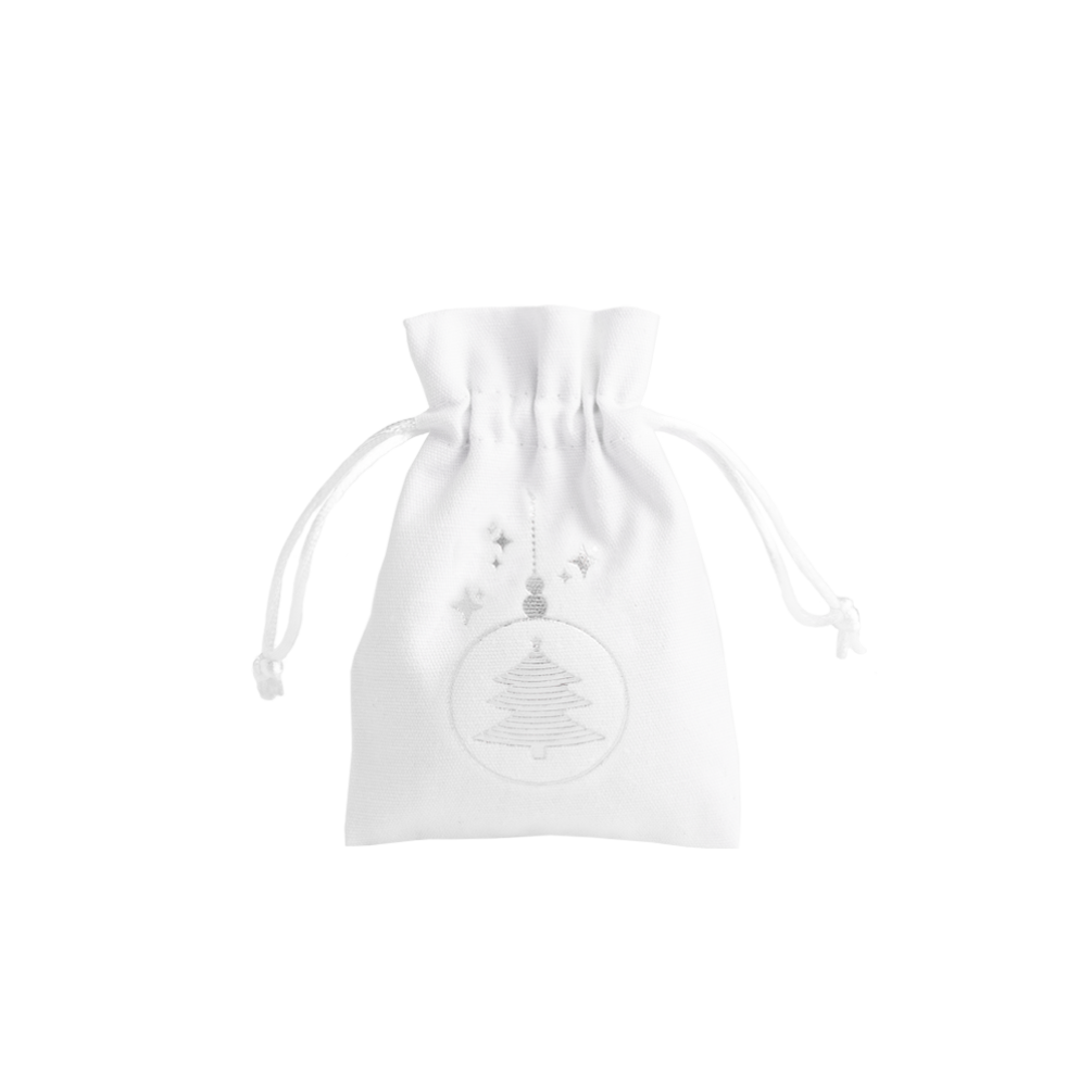 Christmas Cotton Bag White Medium Silver Tree Bauble