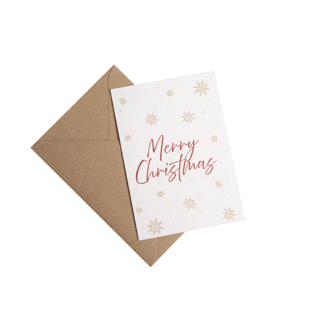 A6 Plantable Merry Christmas Card with Red Text