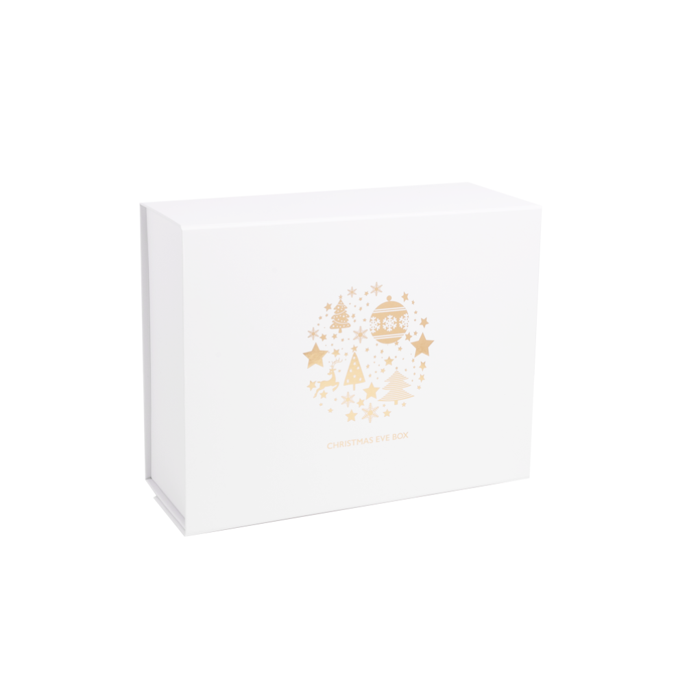 Metallic Gold Circle White Christmas Eve Box
