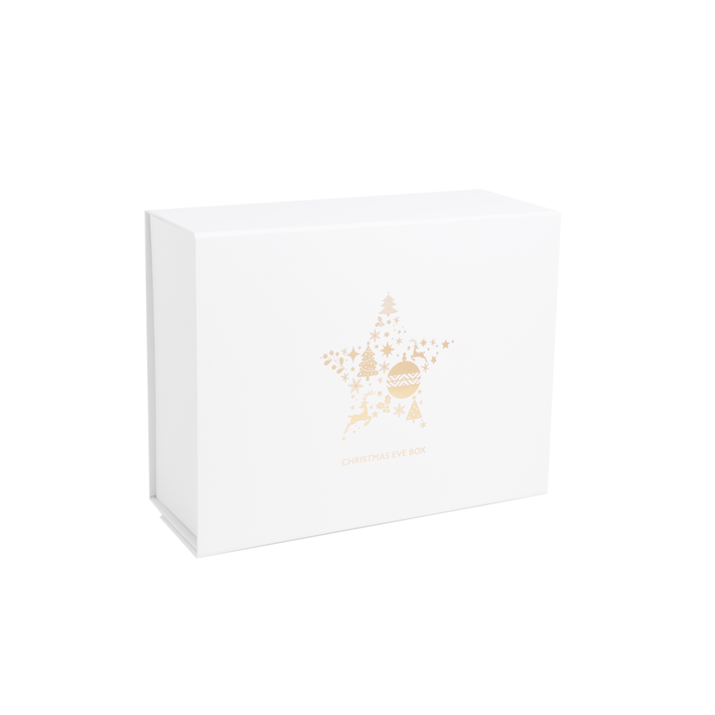 Metallic Gold Star White Christmas Eve Box 