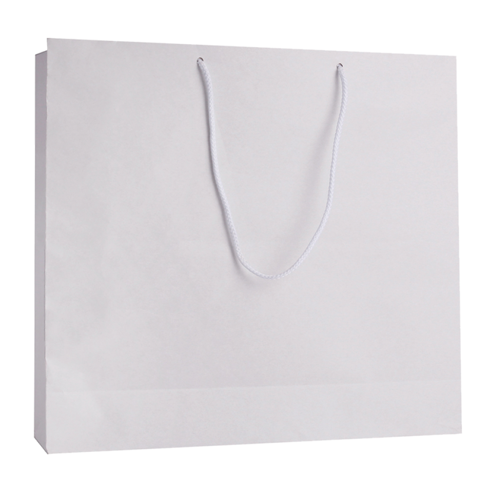 Pack of 25 White Landscape Recycled Paper Carrier Bags With Rope Handles 420 x 460 x 120mm