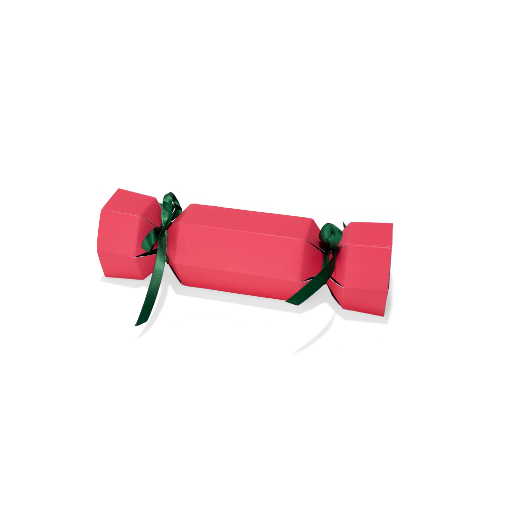 Small Red / Green Christmas Cracker Gift Box with Green Ribbon 180 x 50mm