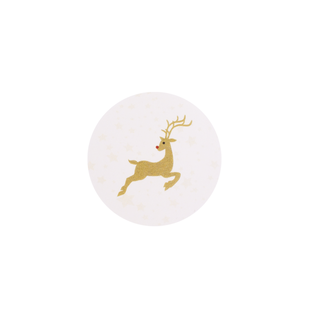 Christmas Gold Reindeer Stickers 40mm - Pack of 10